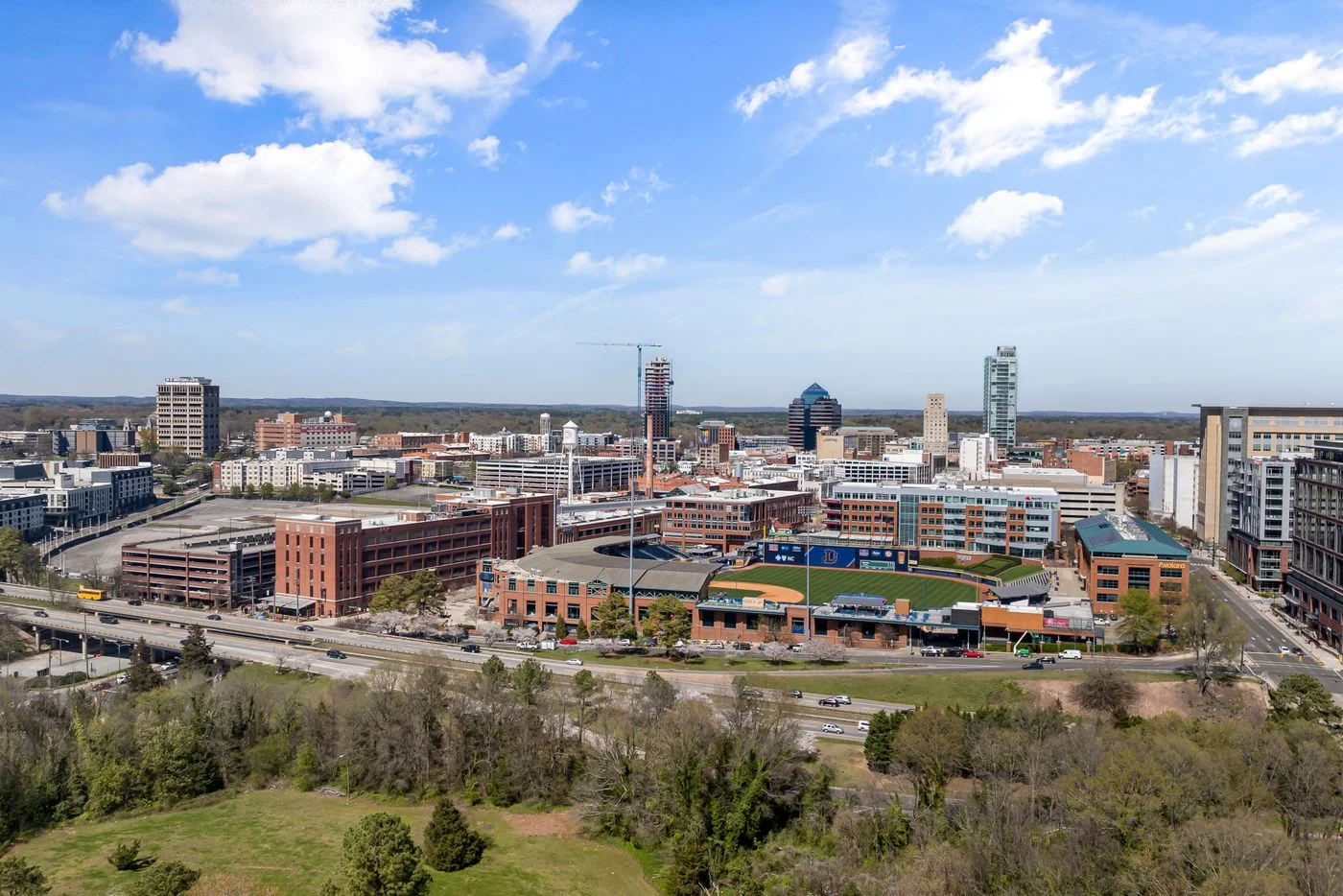 Aerial view of downtown Durham, North Carolina
