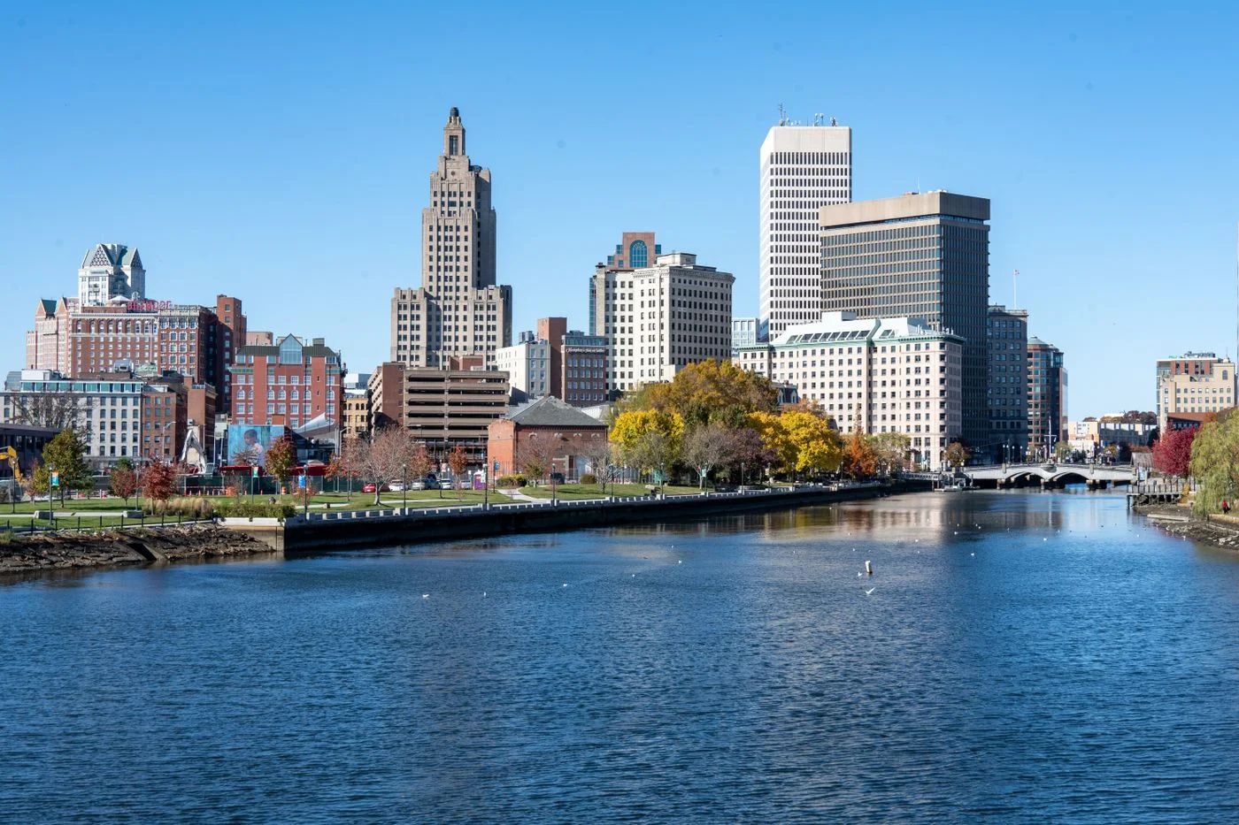 Providence Rhode Island skyline in autumn