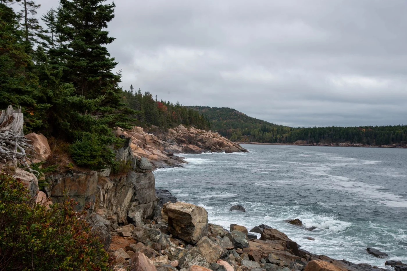 Rocky Atlantic coastline in Acadia National Park Maine
