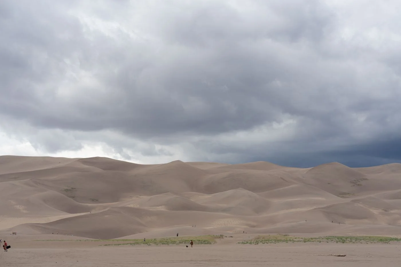 Great Sand Dunes beneath a cloudy Colorado sky