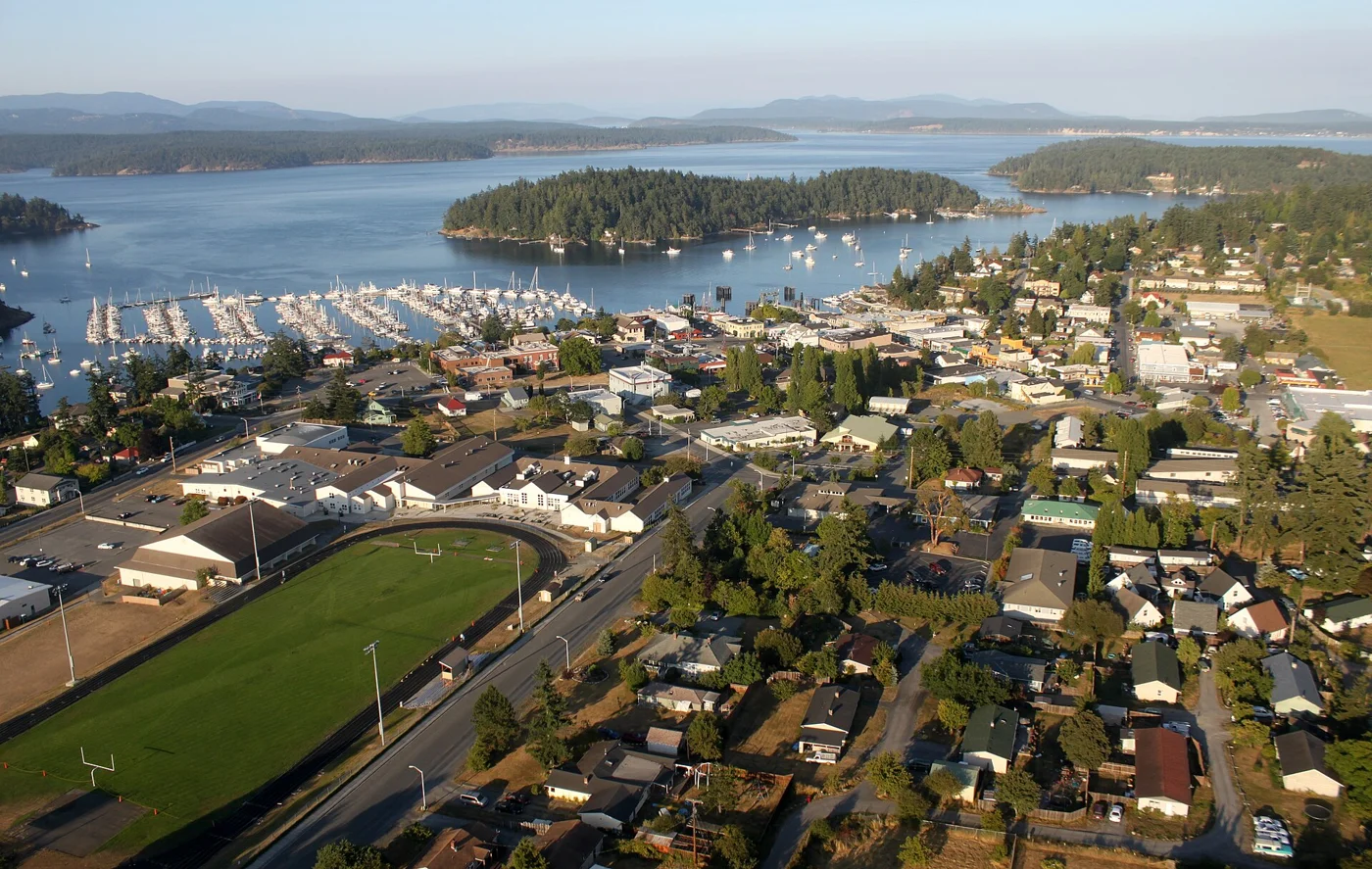 Friday Harbor and marina on San Juan Island Washington