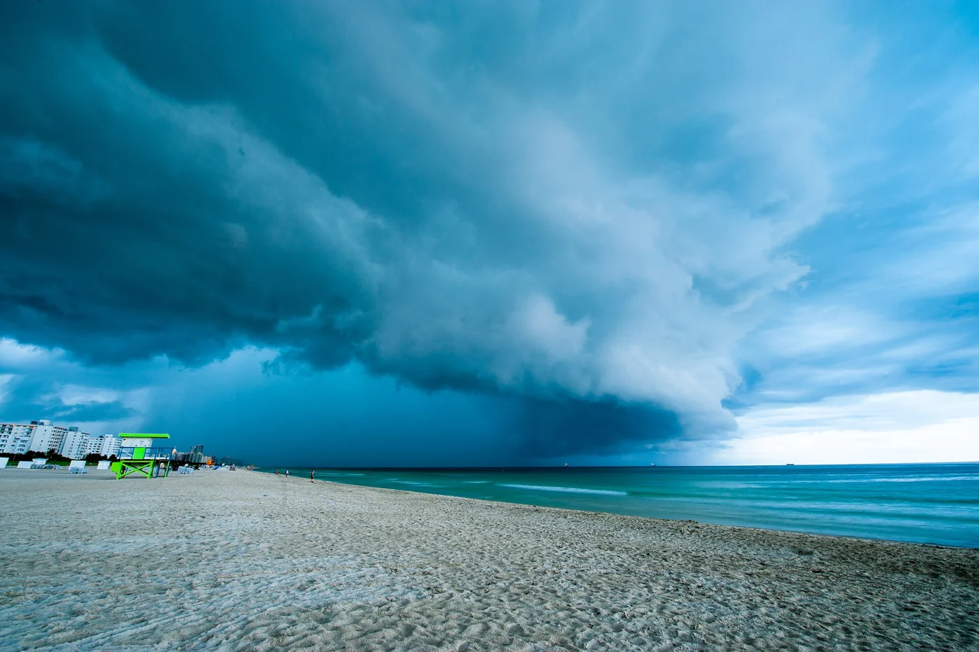 Dark storm clouds above Miami Beach Florida